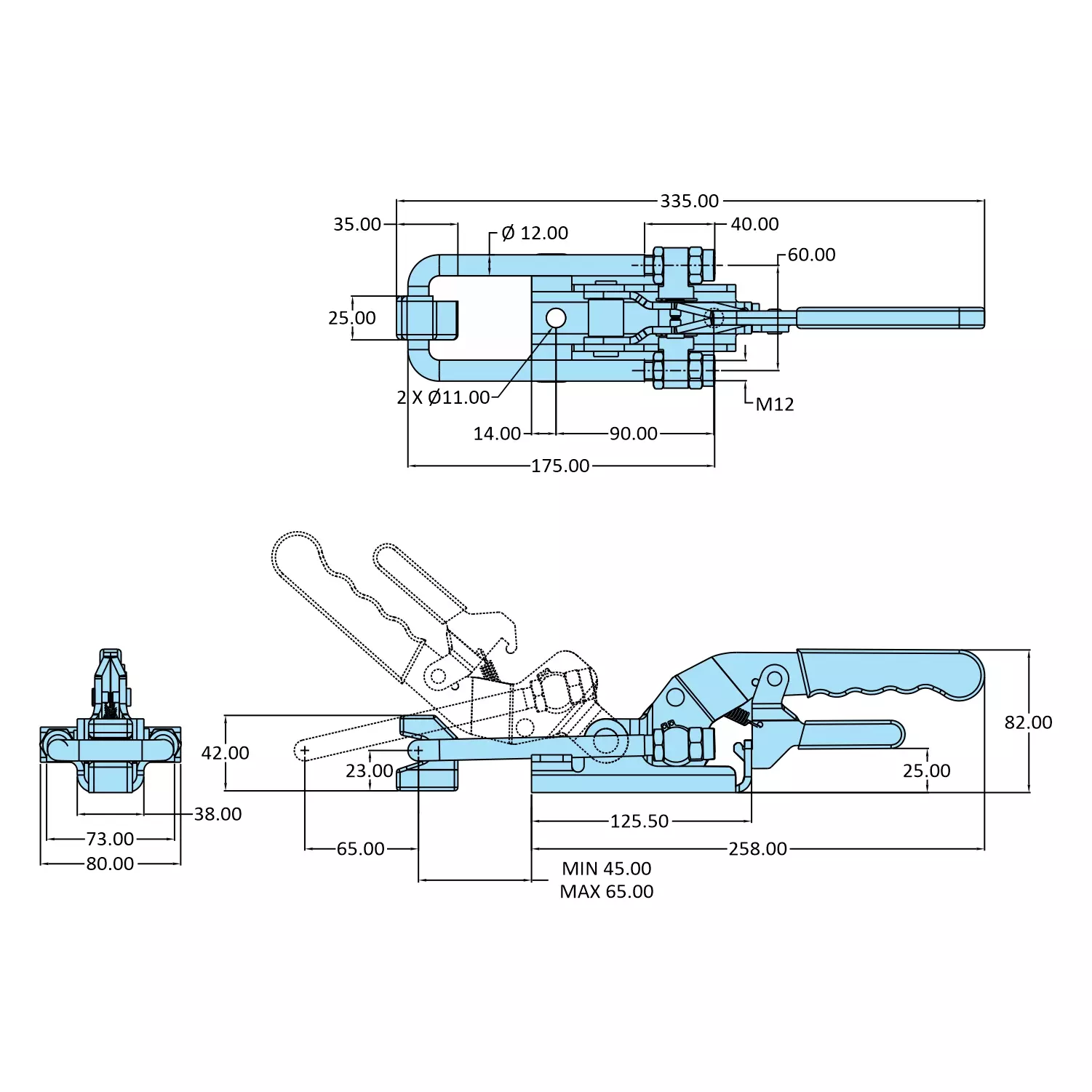 STEEL-SMITH Pull Action Clamps With Additional Locking Mechanism 40kN PAH-8001-TRIG