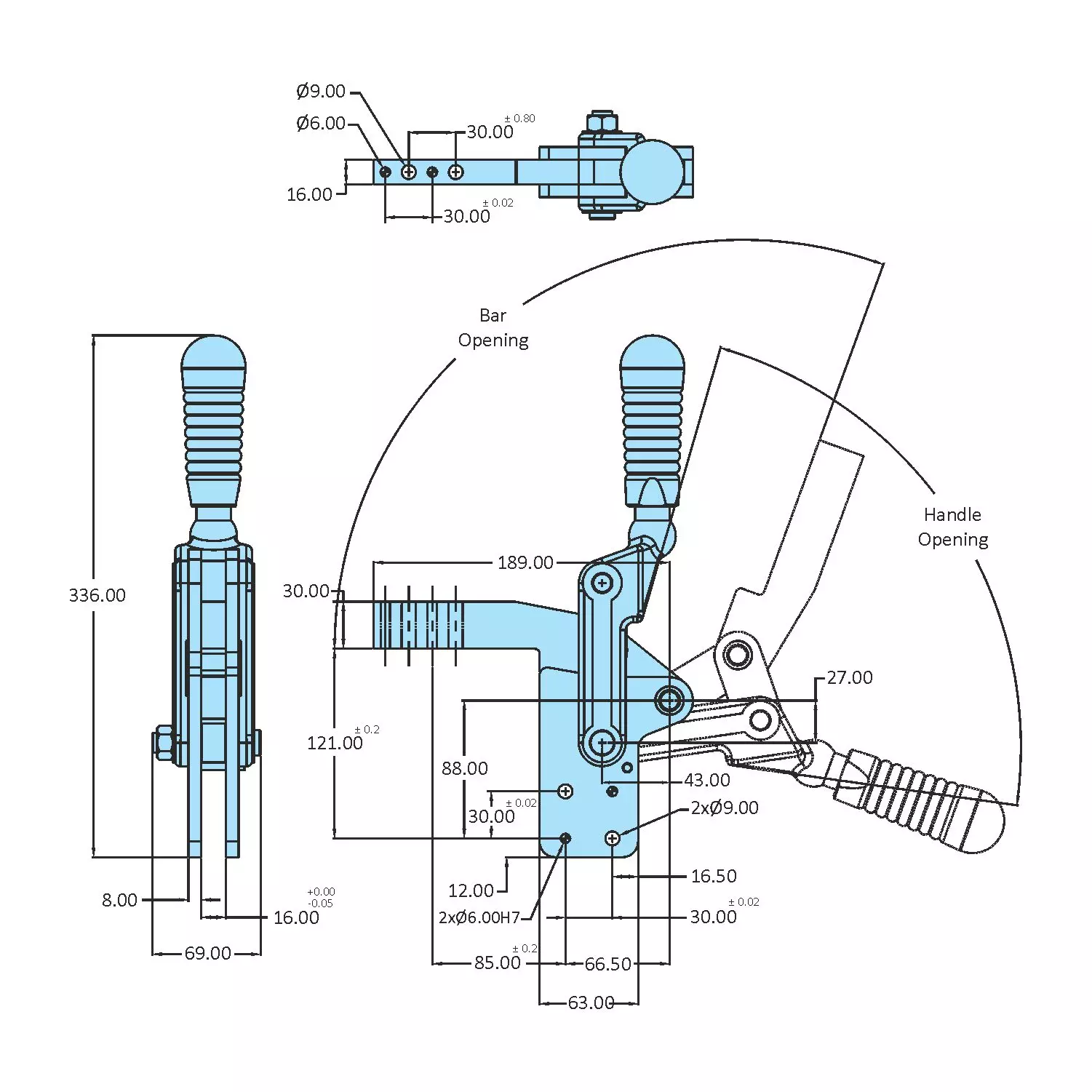 STEEL-SMITH Horizontal Arm Automotive Clamps 23.50kN HV-2400-H-TM-TU
