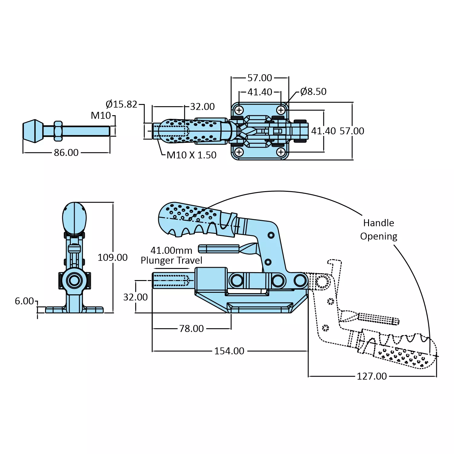 STEEL-SMITH Clamps With Additional Locking Mechanism 3.90 kN HTC-608-TRIG