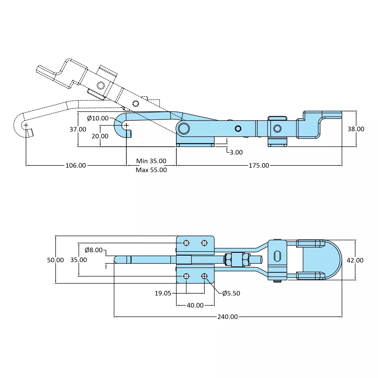 STEEL-SMITH Pull Action Clamps With Additional Locking Mechanism 2kN PA-351-TRIG