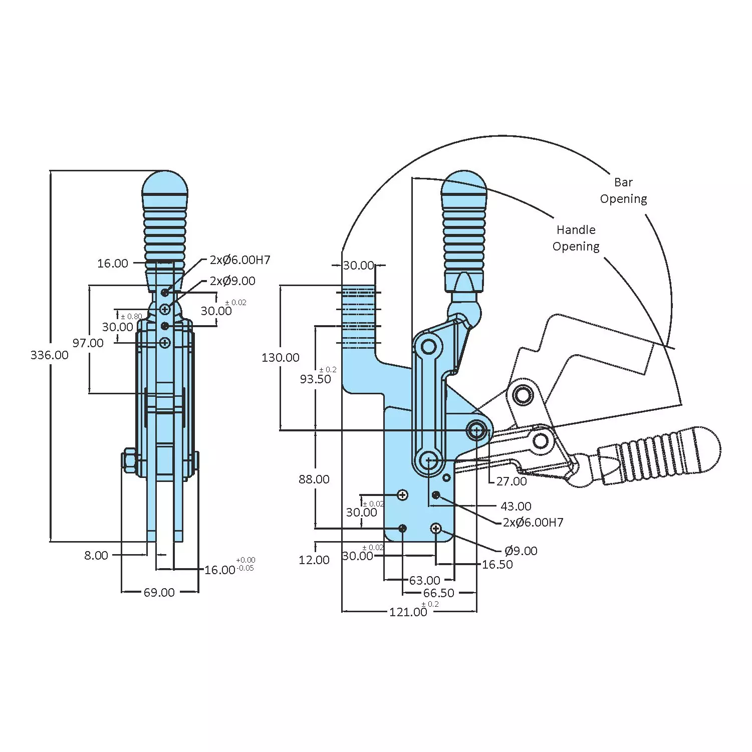 STEEL-SMITH Vertical Arm Automotive Clamps 23.50kN HV-2400-V-TM-TU