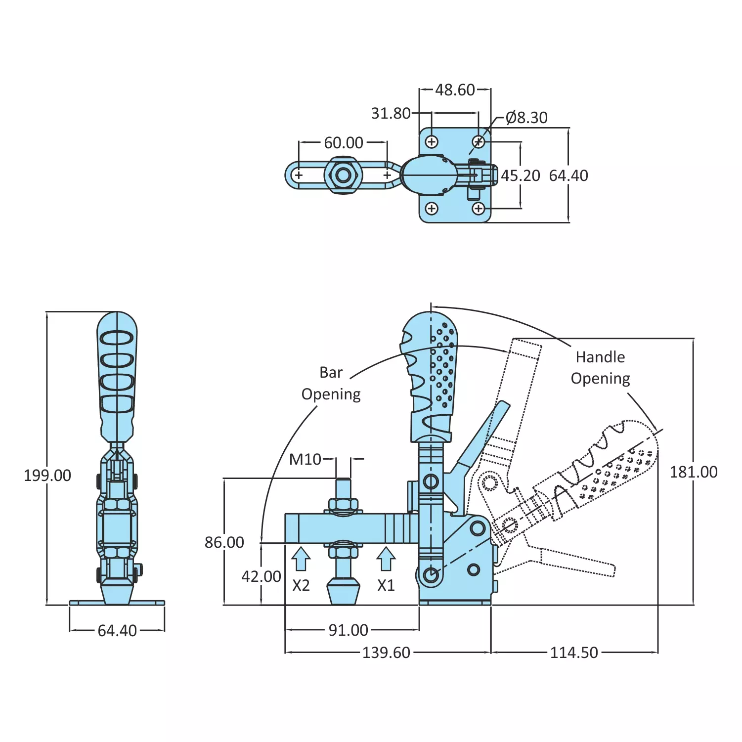 STEEL-SMITH Vertical Hold Down Action Additional Locking Mechanism 106° VTC-210-U-TRIG