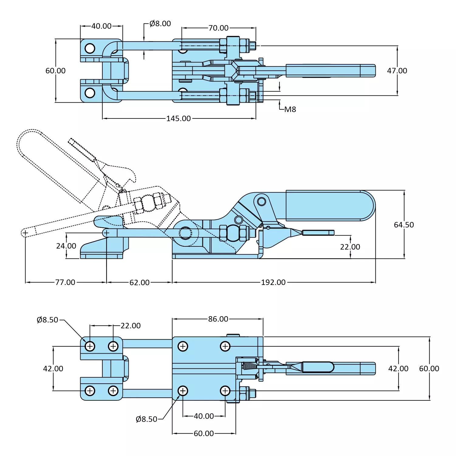 STEEL-SMITH Pull Action Clamps With Additional Locking Mechanism 9.30kN PAH-5442-TRIG