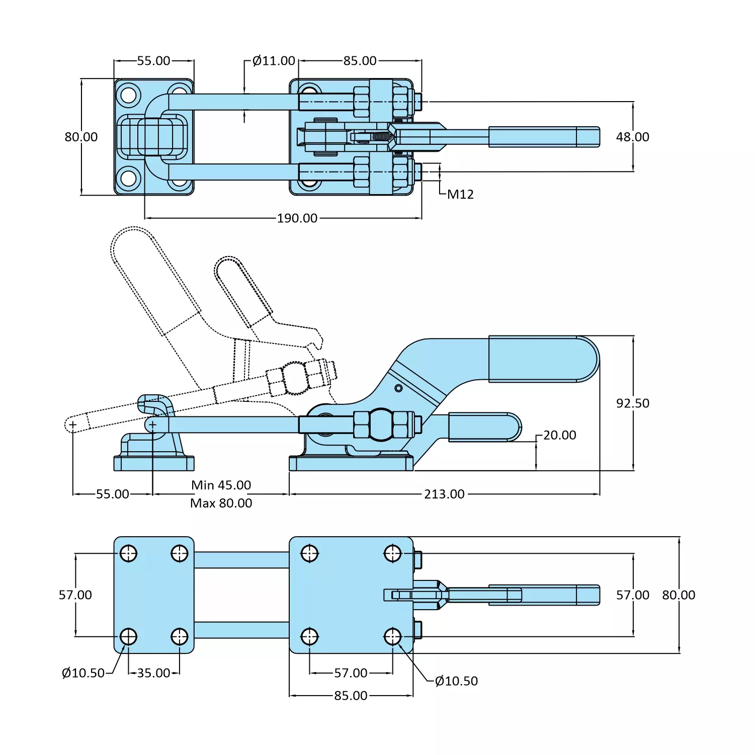 STEEL-SMITH Pull Action Clamps With Additional Locking Mechanism 17.60kN PAH-2603-TRIG-M25