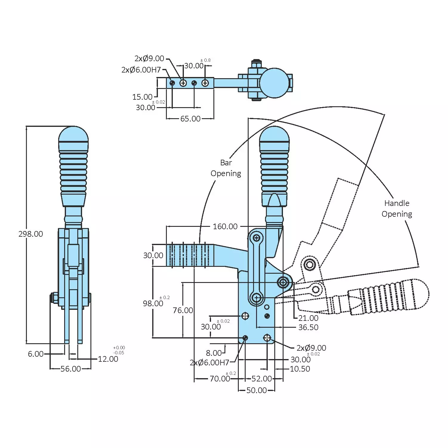 STEEL-SMITH Horizontal Arm Automotive Clamps 11.80kN HV-1200-H-TM-TU