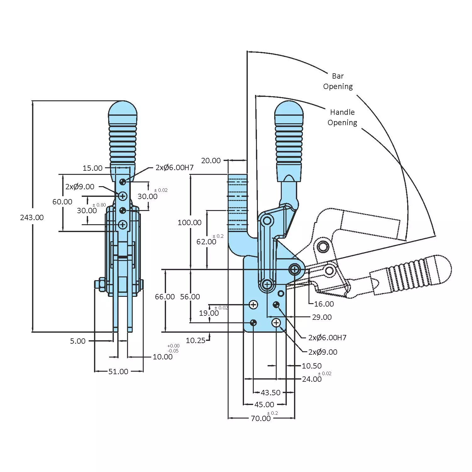 STEEL-SMITH Vertical Arm Automotive Clamps 6.90kN HV-700-V