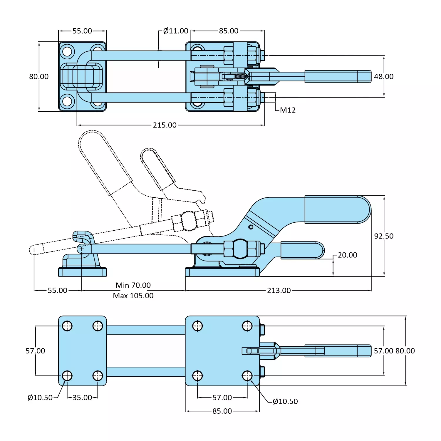 STEEL-SMITH Pull Action Clamps With Additional Locking Mechanism 17.60kN PAH-2603-TRIG-M50