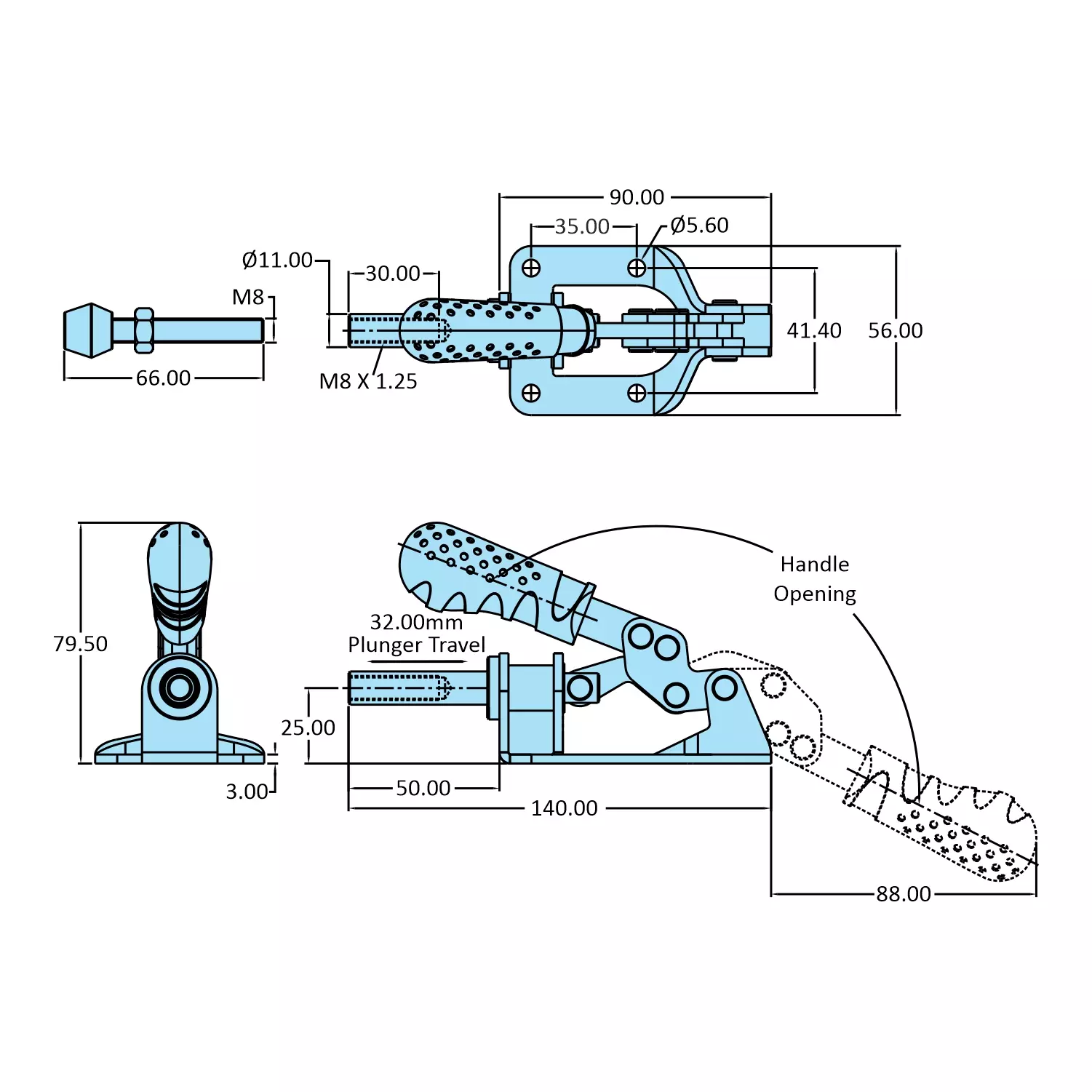 STEEL-SMITH Medium Duty Clamp Flanged Base, HTC-605-PS