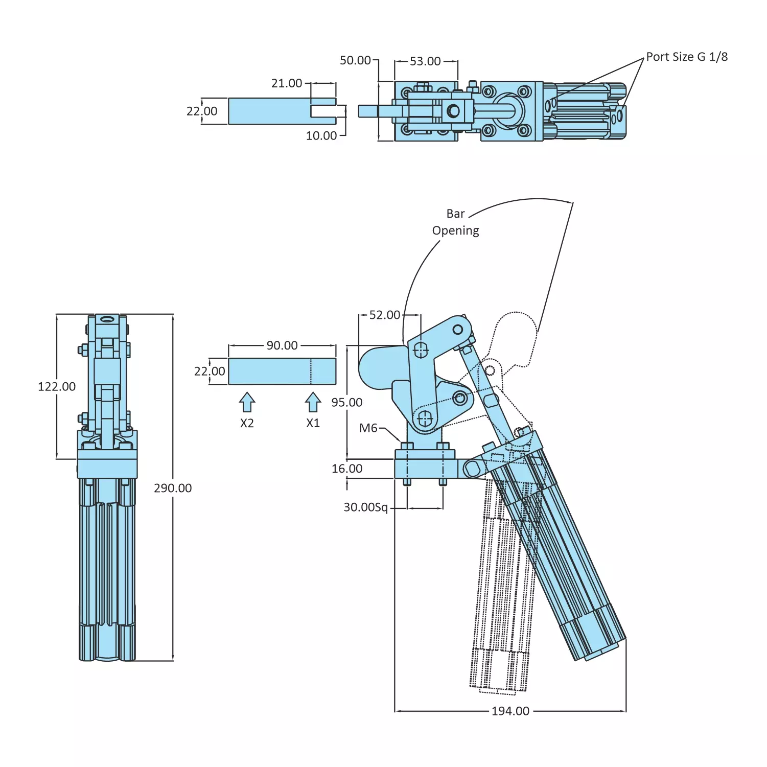 STEEL-SMITH Clamp Steel, AOT-BlI-300
