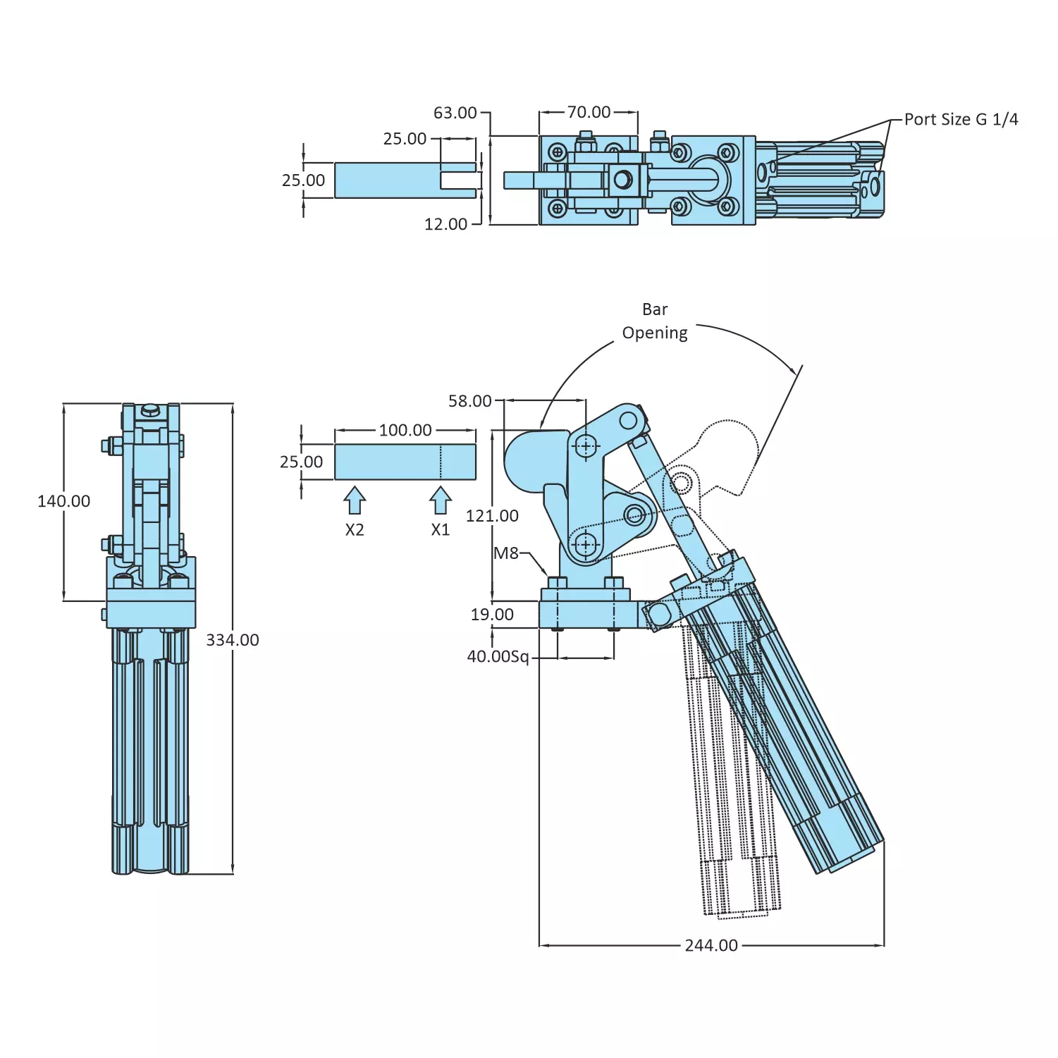 STEEL-SMITH Clamp Steel, AOT-BII-500