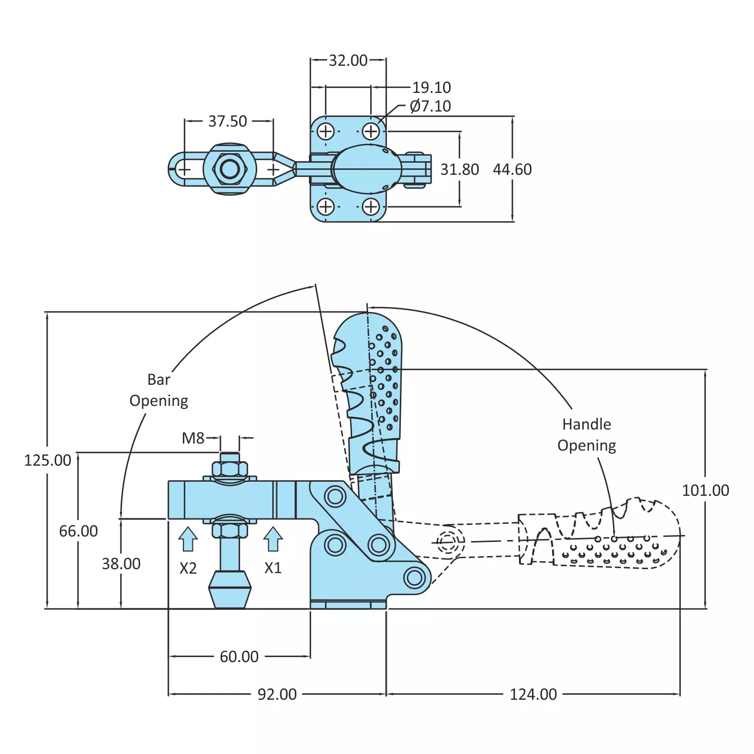 STEEL-SMITH Clamp Flanged Base Zinc Plated, VTC-3860-UB-CL
