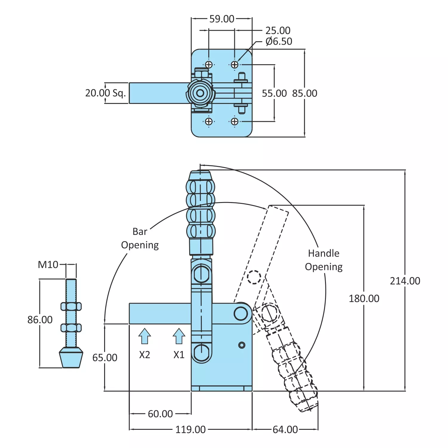 STEEL-SMITH Heavy Duty Clamp Flanged Base, VTC-6065-SH