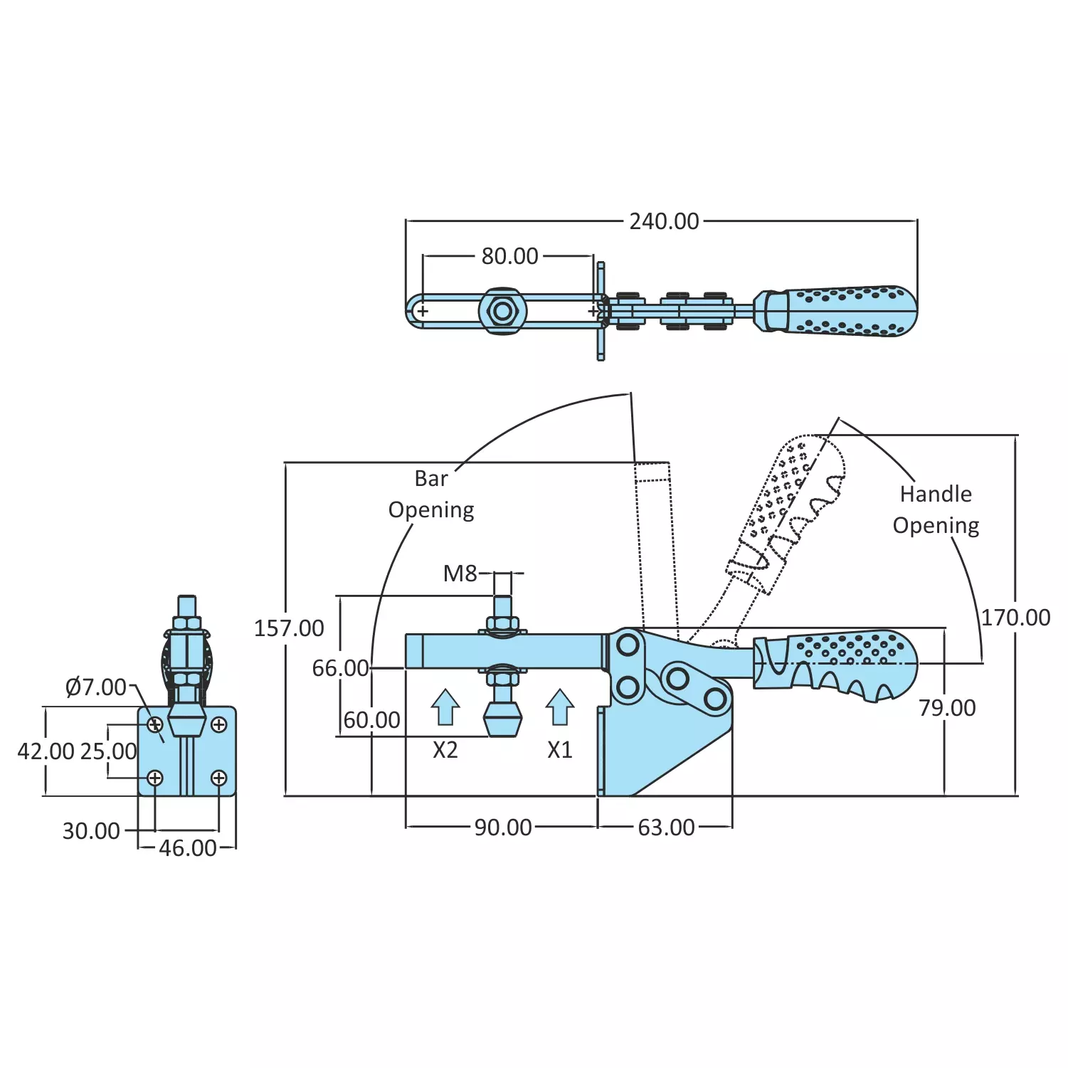STEEL-SMITH Medium Duty Clamp Front Base, H-6090-UB-FM