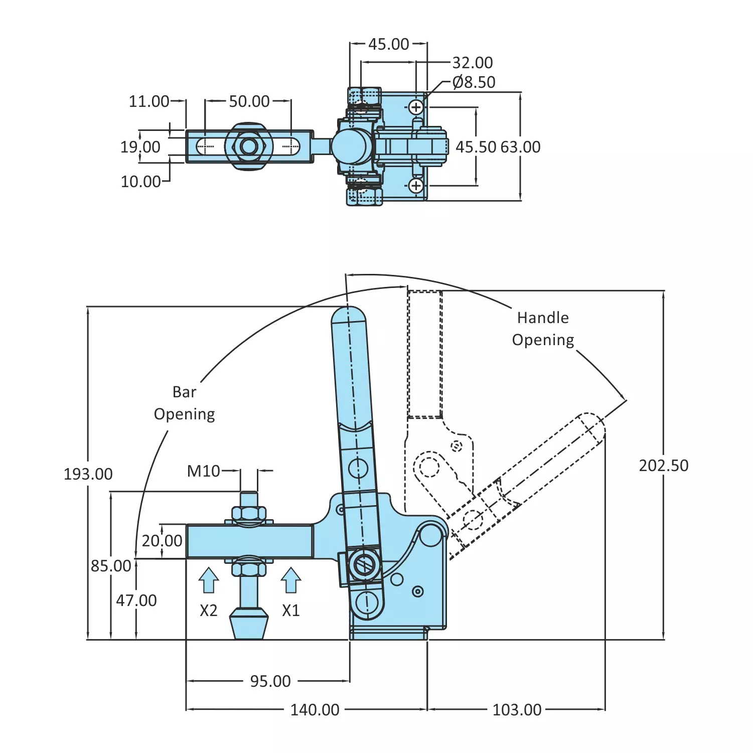 STEEL-SMITH Heavy Duty Clamp Flanged Base, VTC-4795-UB-HV-SP