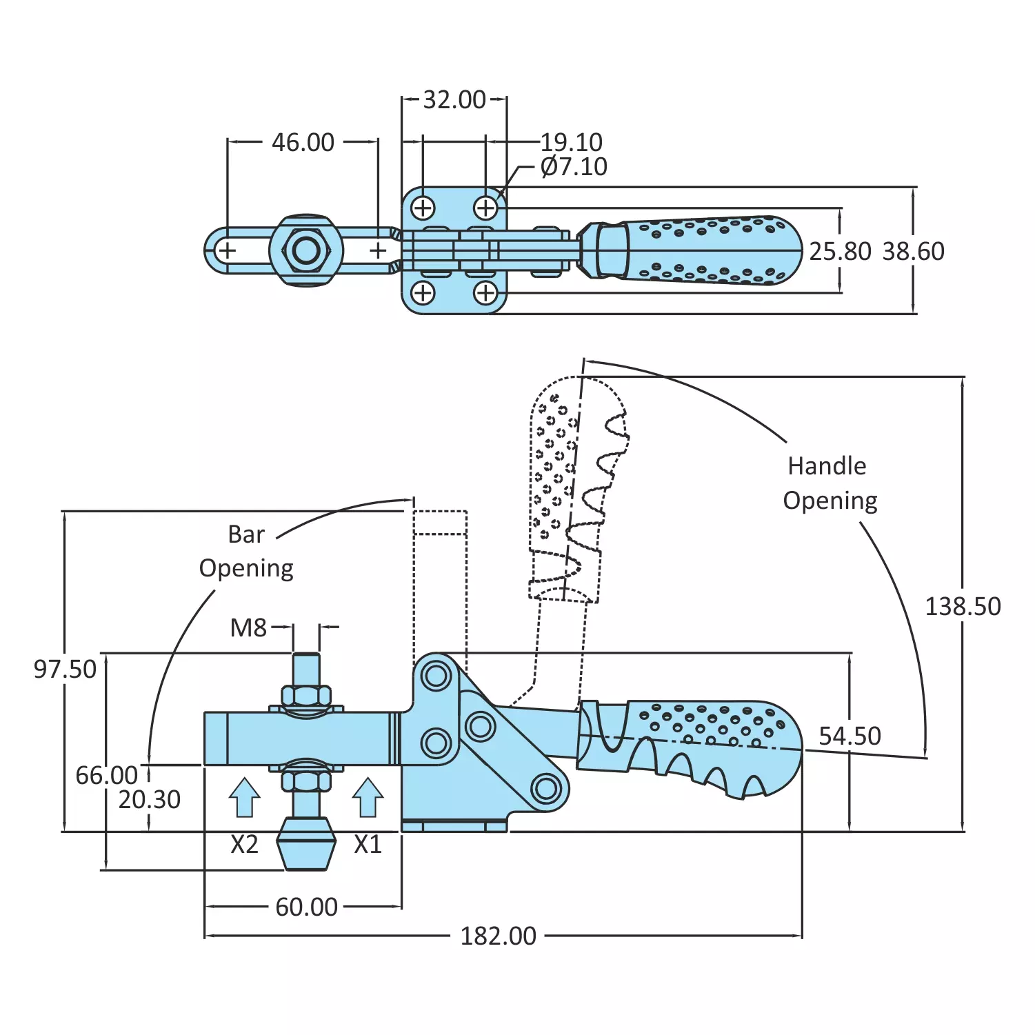 STEEL-SMITH Medium Duty Clamp Flanged Base, H-2050-UB-CL