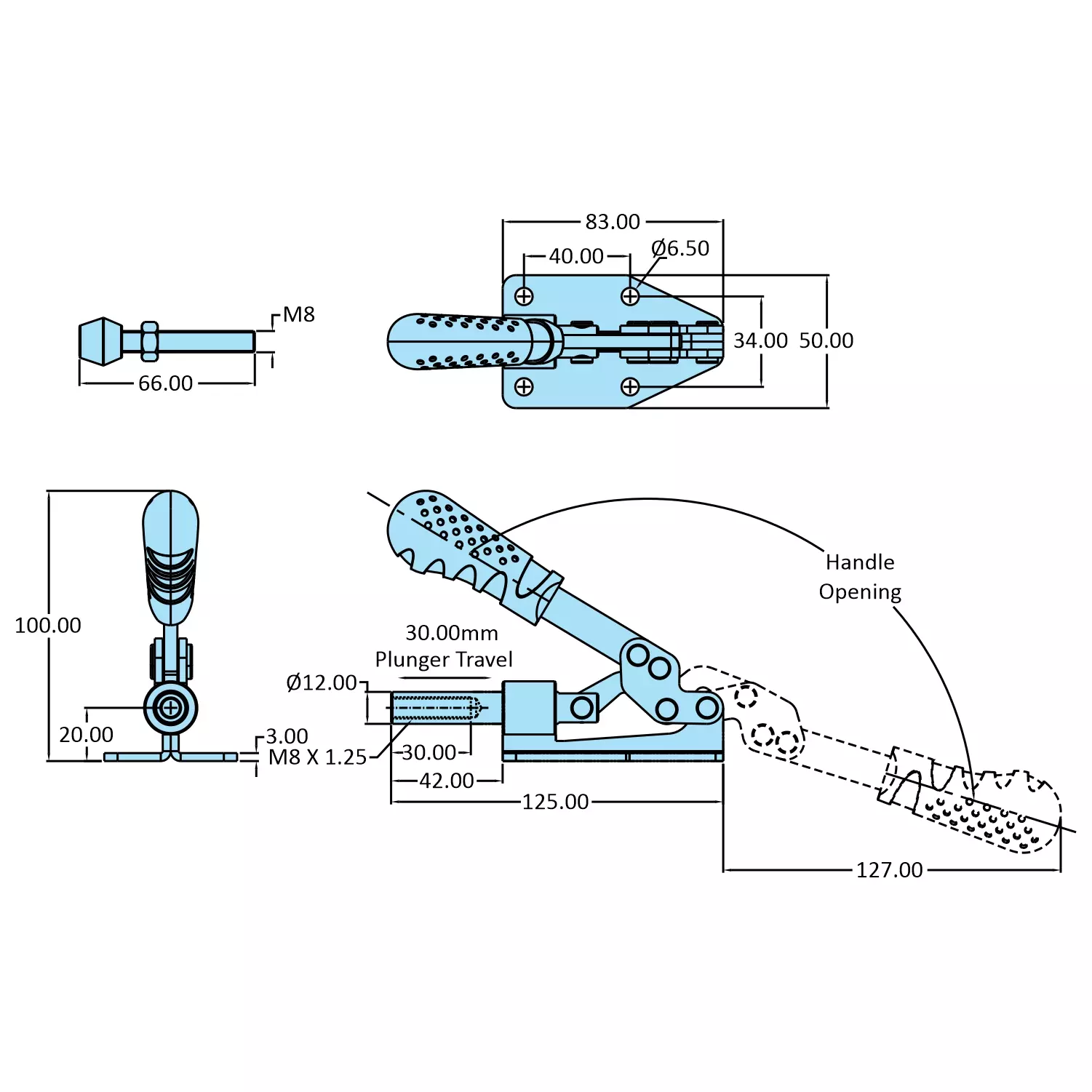 STEEL-SMITH Medium Duty Clamp Flanged Base, HTC-2030-PS