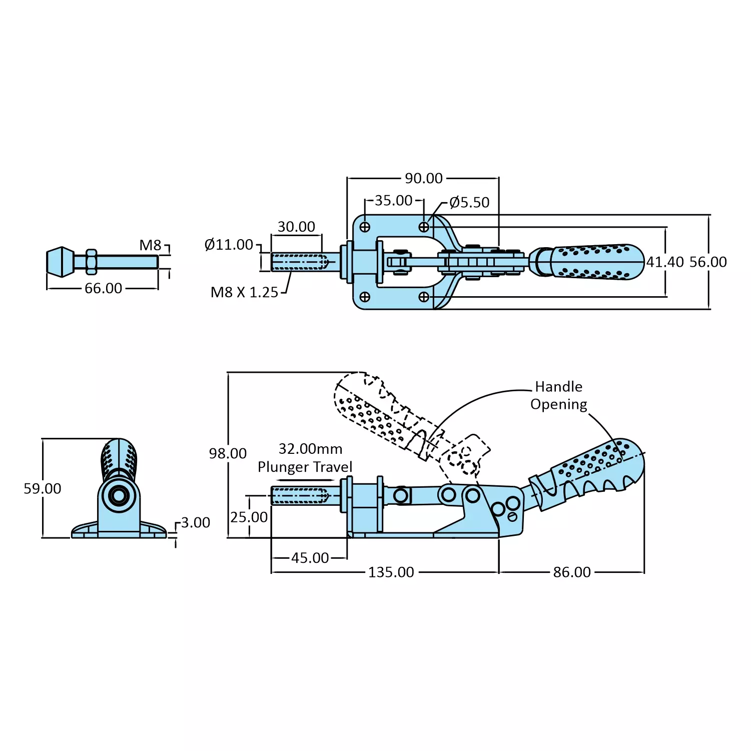 STEEL-SMITH Medium Duty Clamp Flanged Base, HTC-615-PS