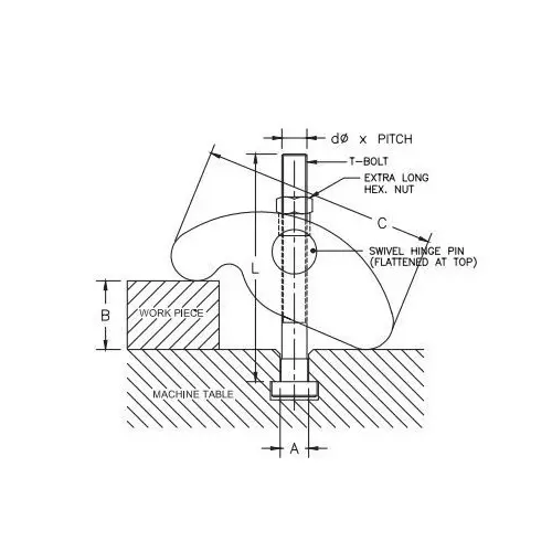 Clamp Smith Universal Strap Clamp with T Bolt and Special Nut M16 Diameter 130 mm Length Black Finish High Tensile Steel, CSUSC-18T