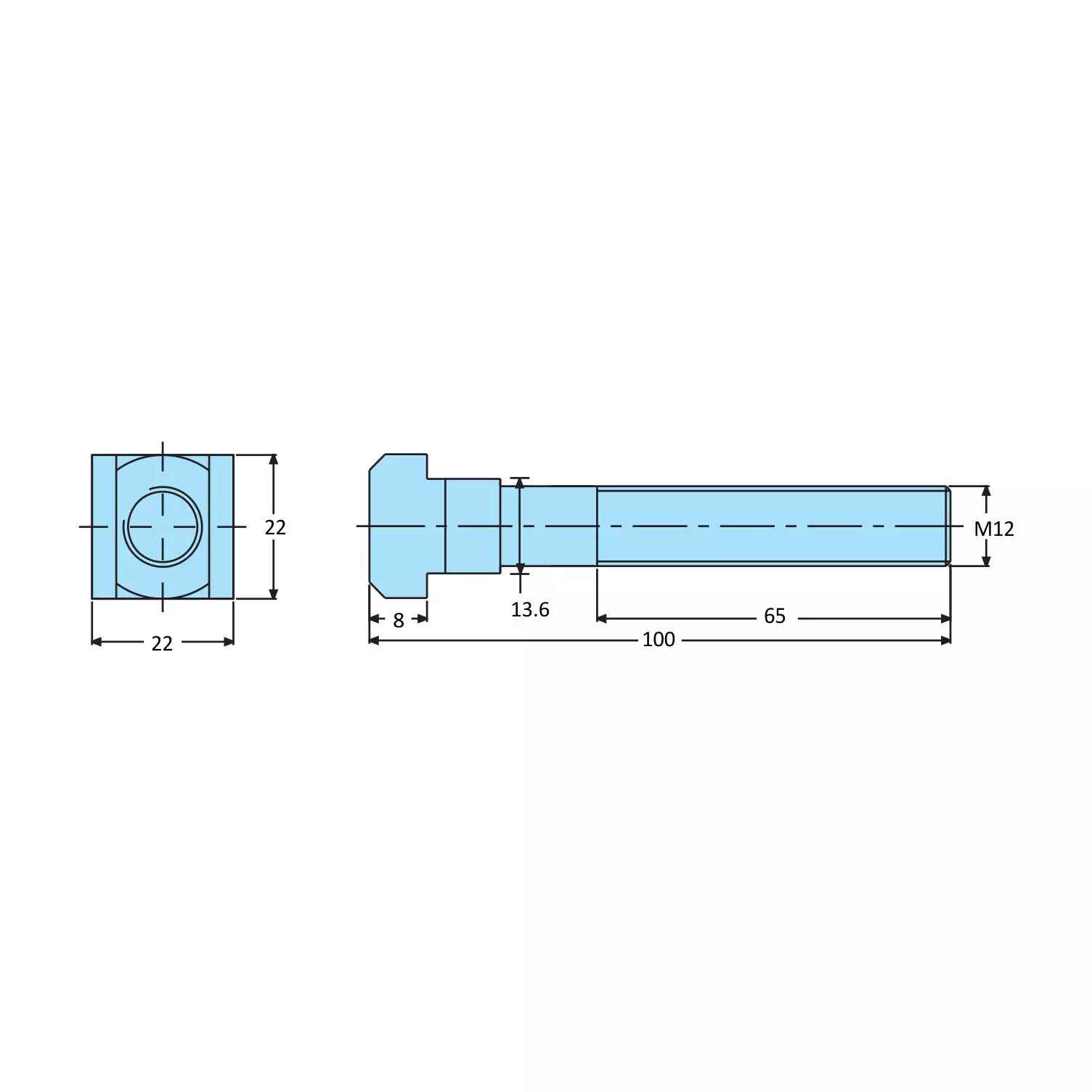 STEEL-SMITH 100 mm Clamping T-Bolts for 14 mm T-Slot TBSS-14100