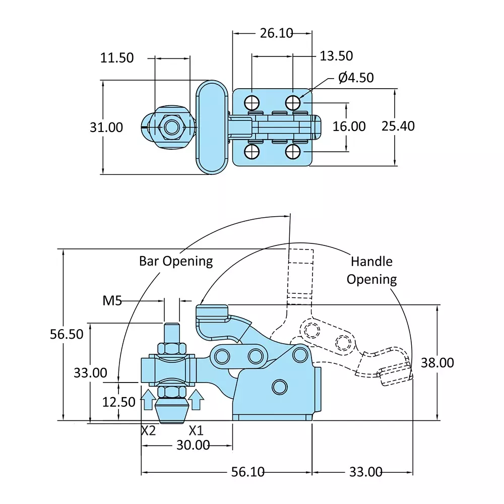 STEEL-SMITH Horizontal Hold Down Toggle Clamp H-305-U