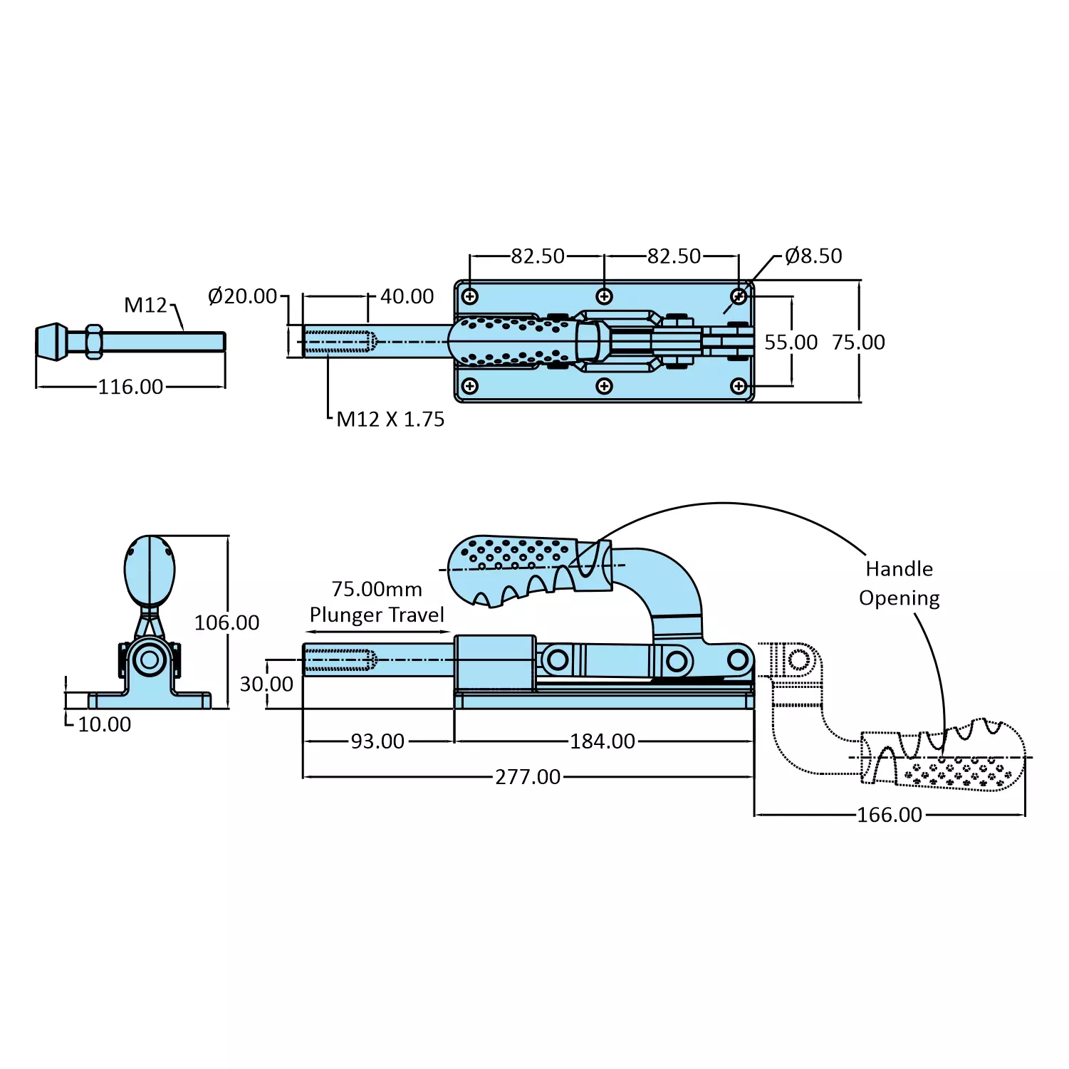 STEEL-SMITH Low Height Clamp Flanged Base 11.80 kN, HTC-3075-LH