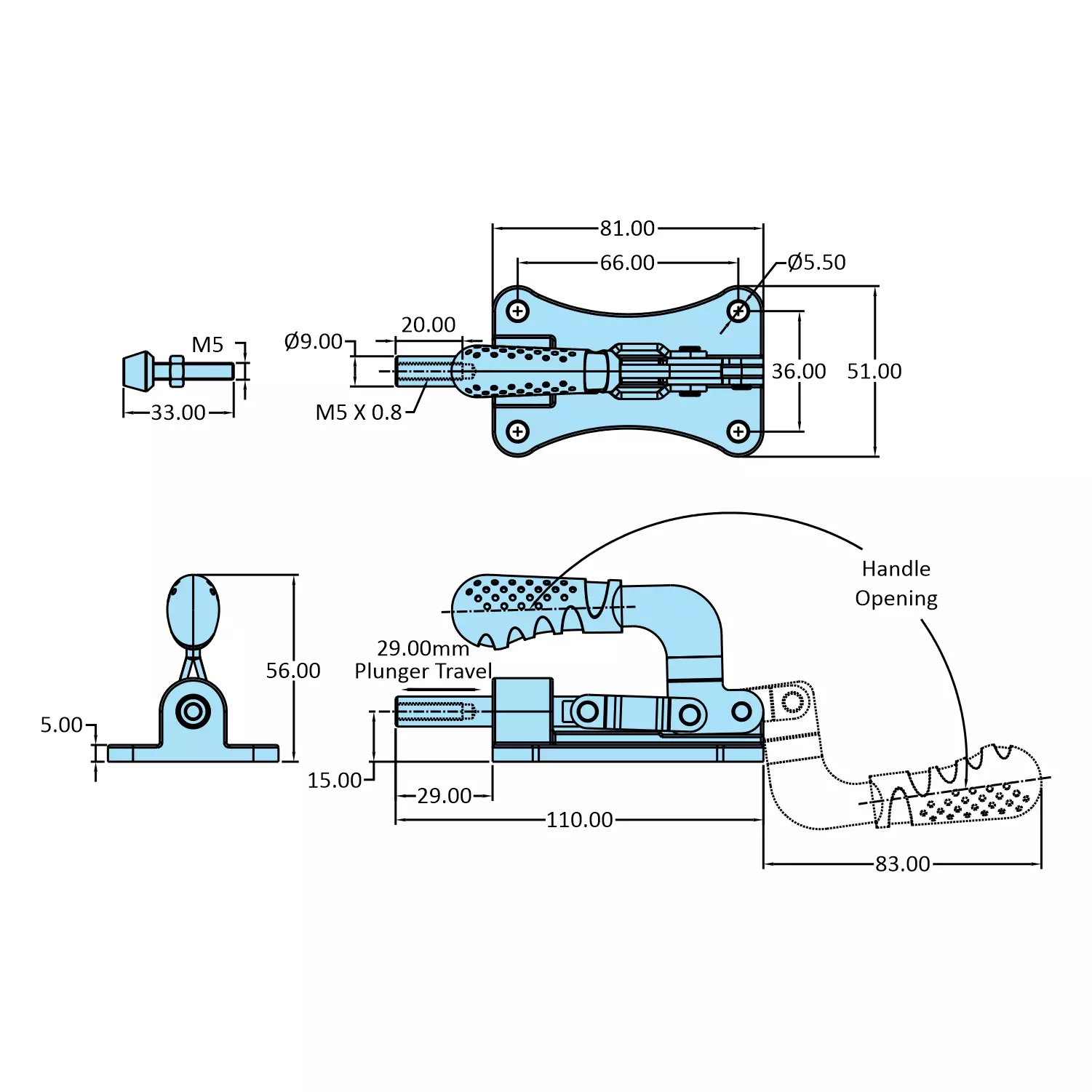 STEEL-SMITH Low Height Clamp Flanged Base 2 kN, HTC-1530-LH