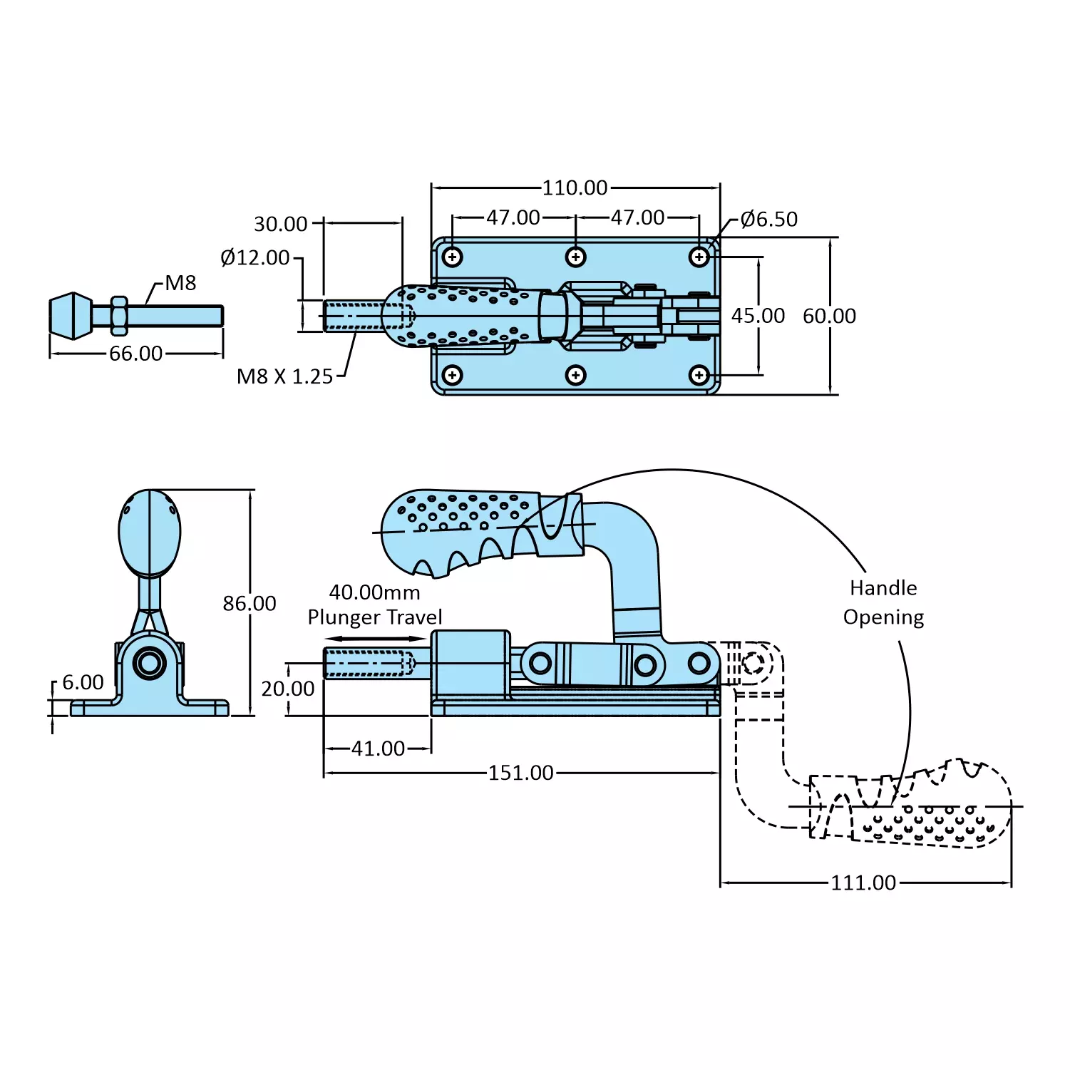 STEEL-SMITH Low Height Clamp Flanged Base 5.90 kN, HTC-2040-LH