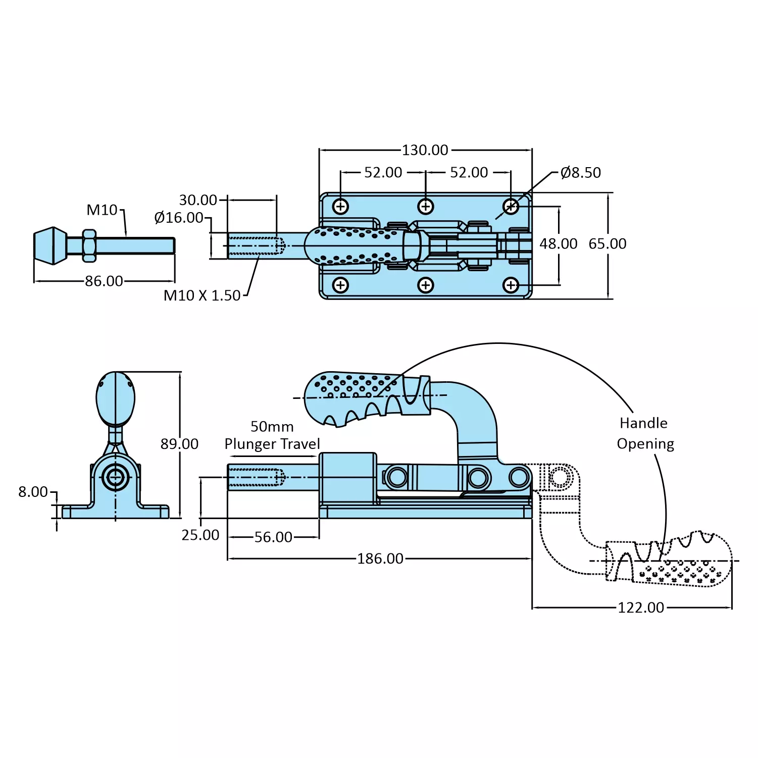 STEEL-SMITH Low Height Clamp Flanged Base 7.80 kN, HTC-2550-LH