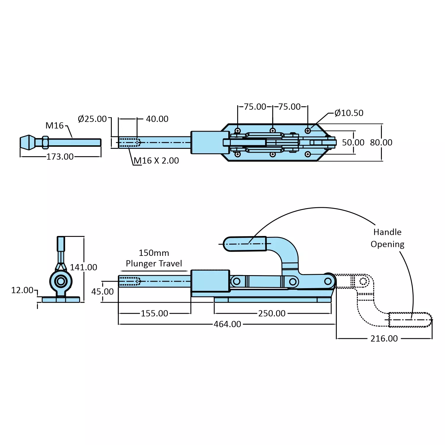 STEEL-SMITH Low Height Clamp Flanged Base 40.00 kN, HTC-45150-LH