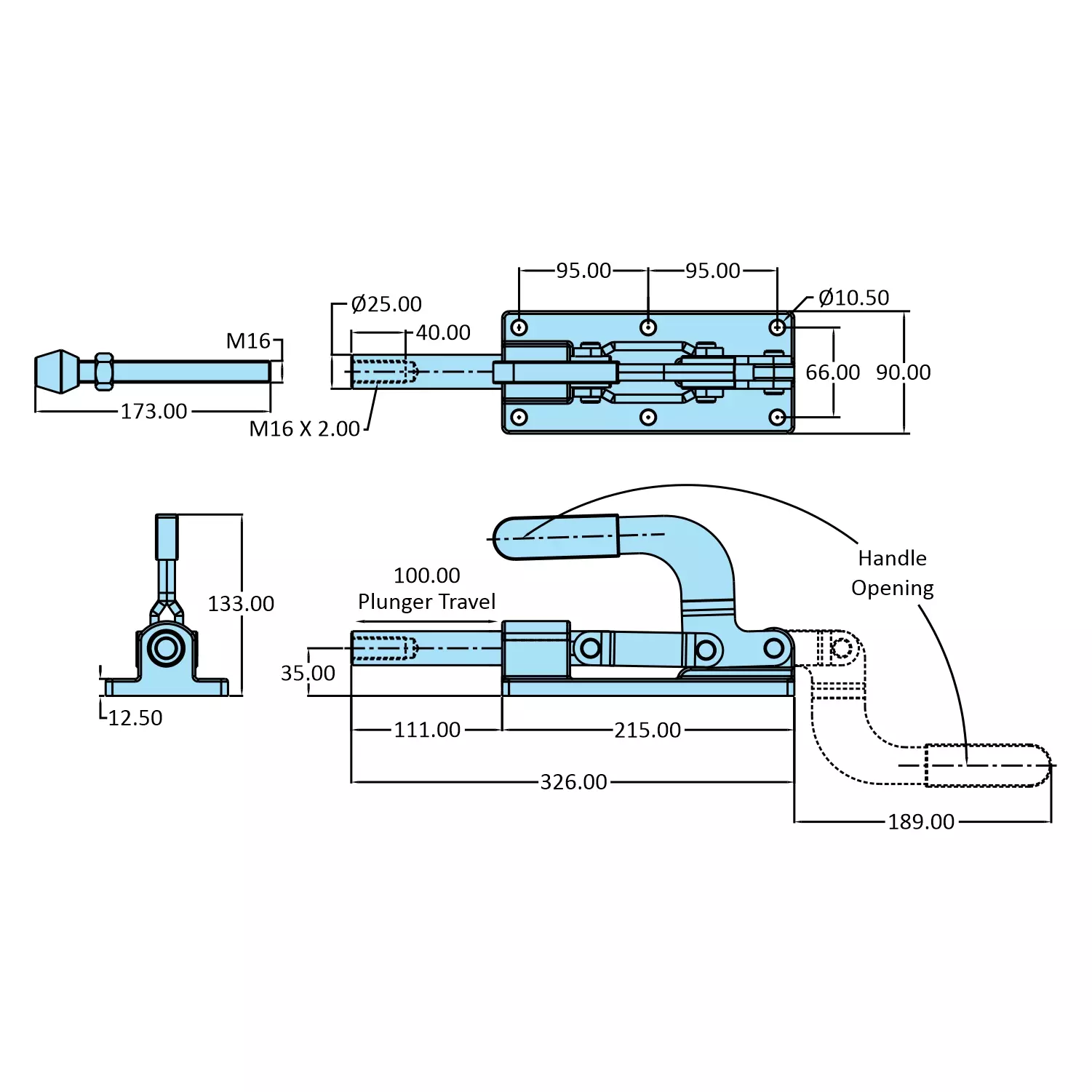 STEEL-SMITH Low Height Clamp Flanged Base 19.60 kN, HTC-35100-LH