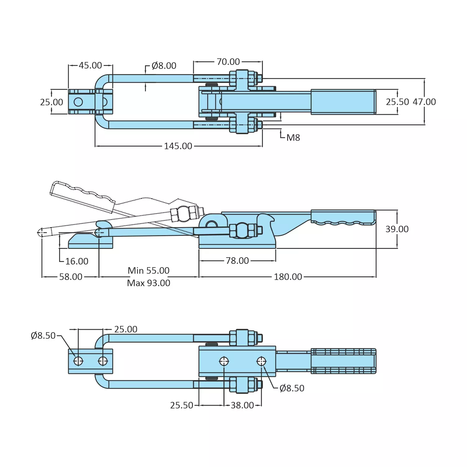 steel-smith-pull-action-clamp-flanged-base-zinc-plated-pah-45-4000-m25