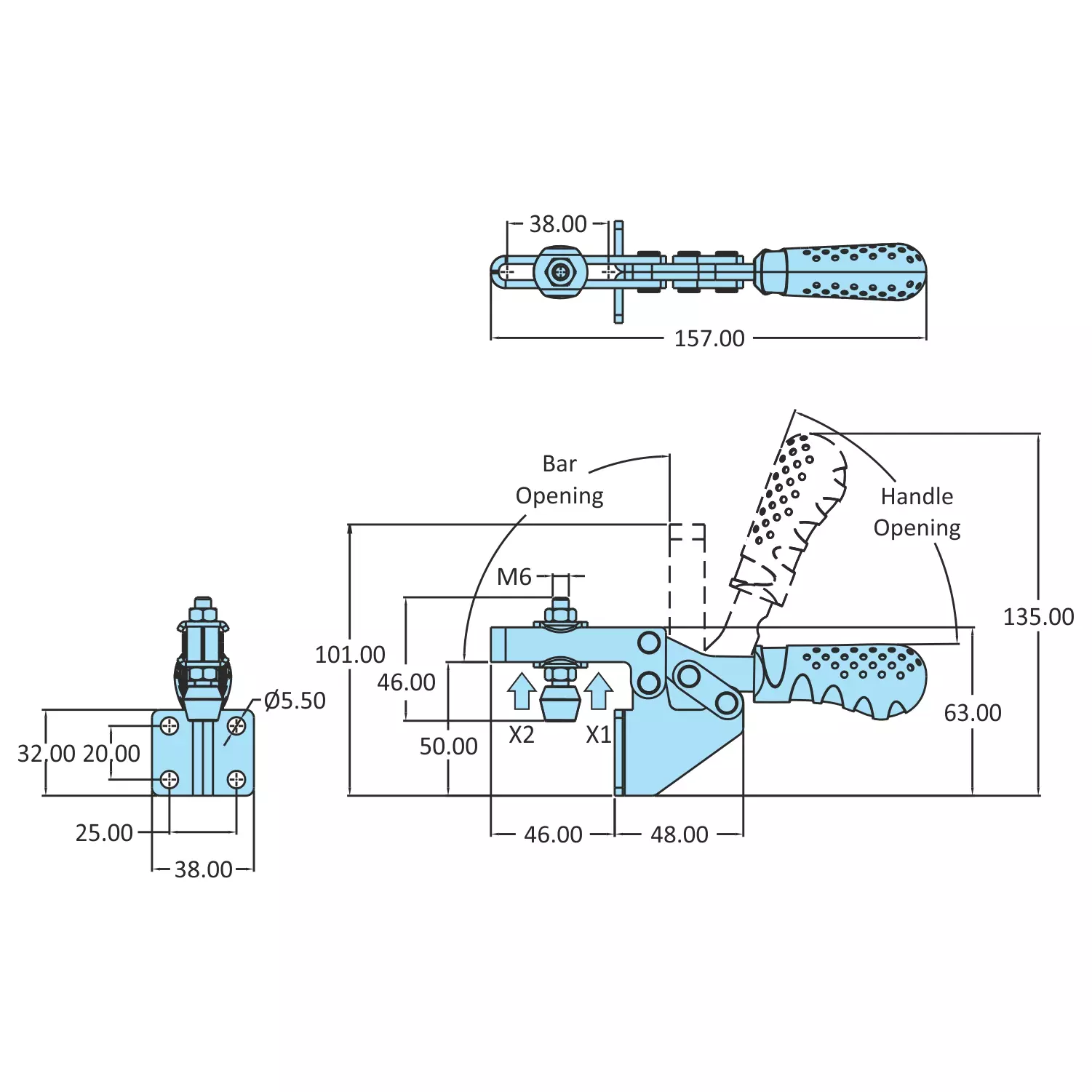 STEEL-SMITH Medium Duty Clamps Front Base 2.40 kN, H-4835-UB-FM