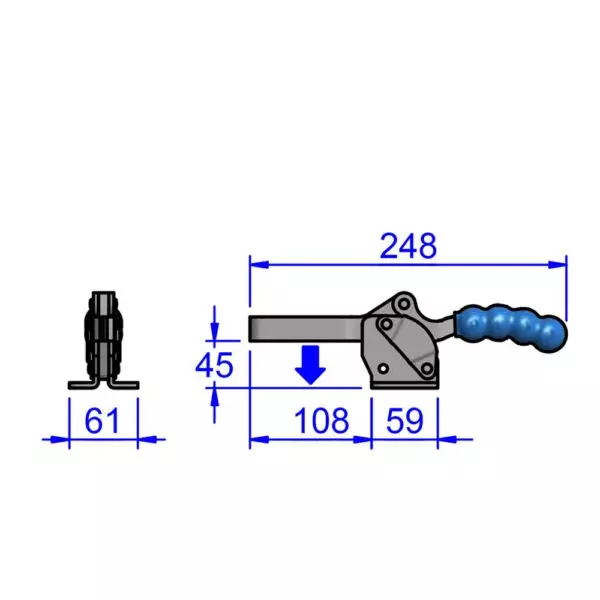 sandfield-mh-series-horizontal-action-toggle-clamp-base-mount-heavy-gauge-steel-adjustable-108-mm-bar-length-mh8-ub