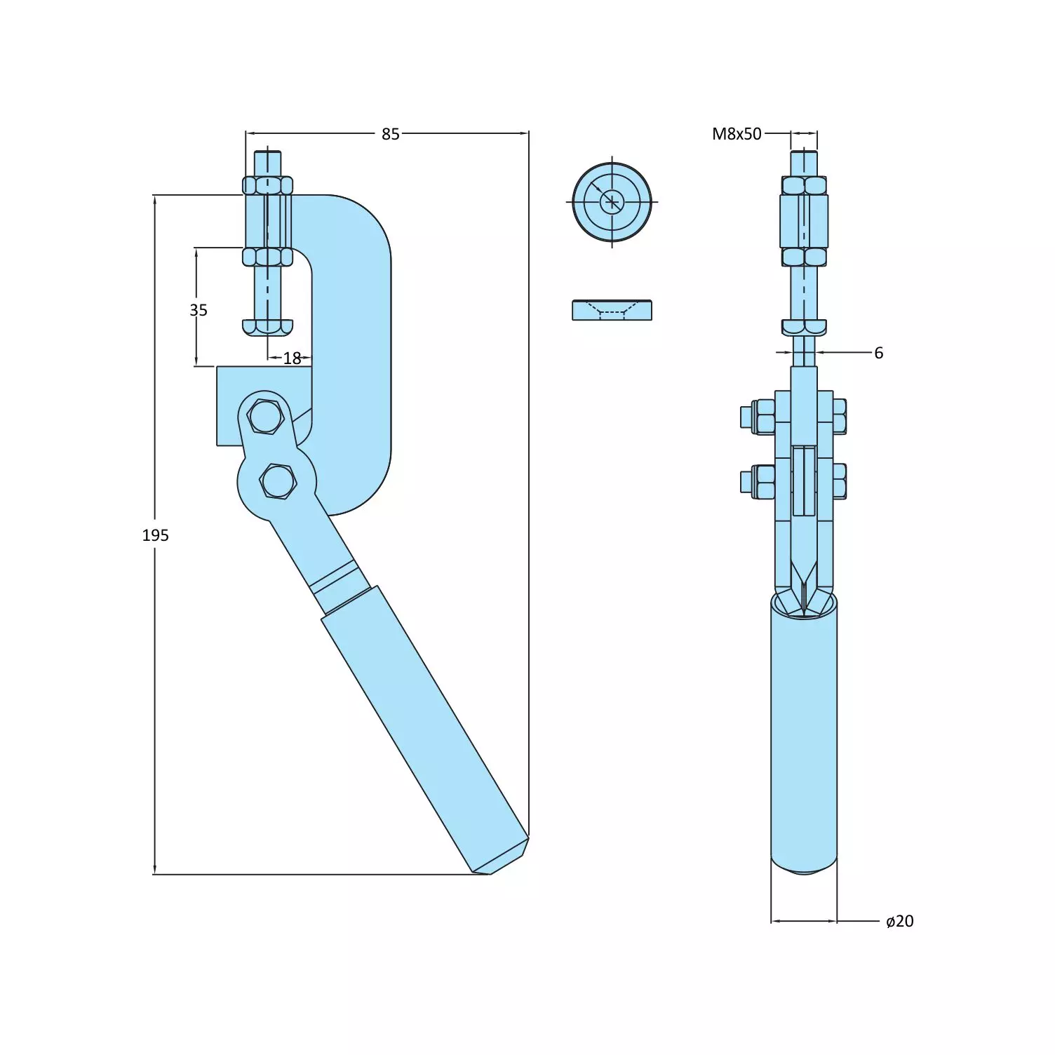 STEEL-SMITH Pull Back Action Weldable Base 1.00 kN, PB-3518