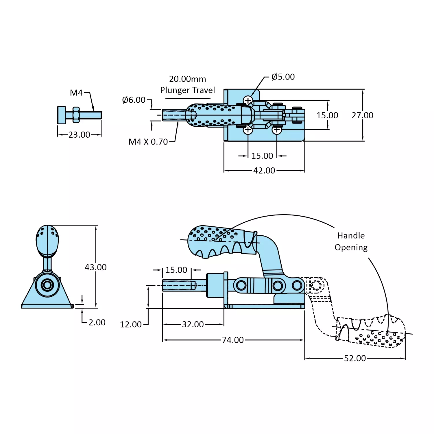 STEEL-SMITH Action Toggle Clamp Flange Base 0.50kN, HTC-1220-SS