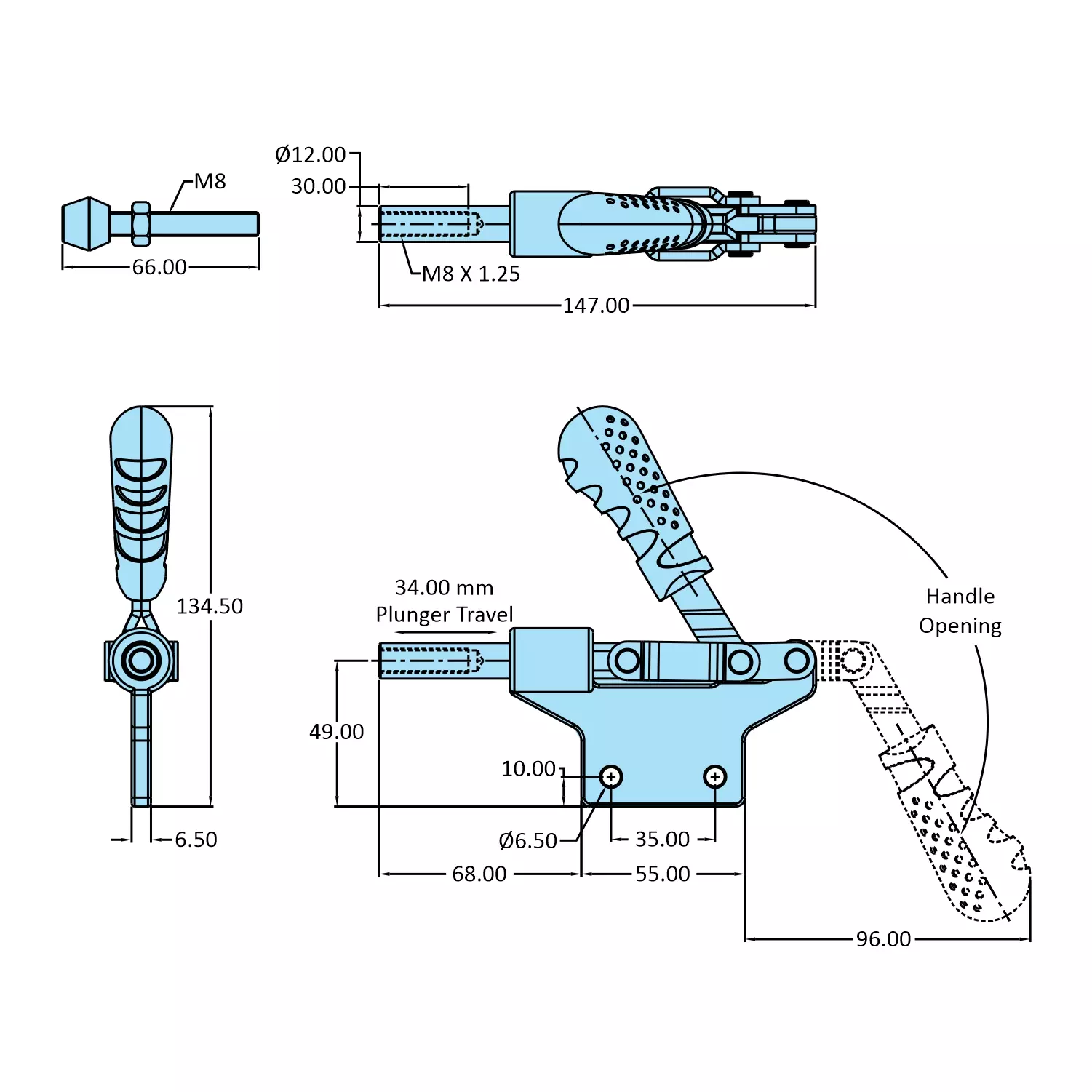 STEEL-SMITH Package Size Clamps Straight Base 2.90 kN, HTC-2530-PS-BS