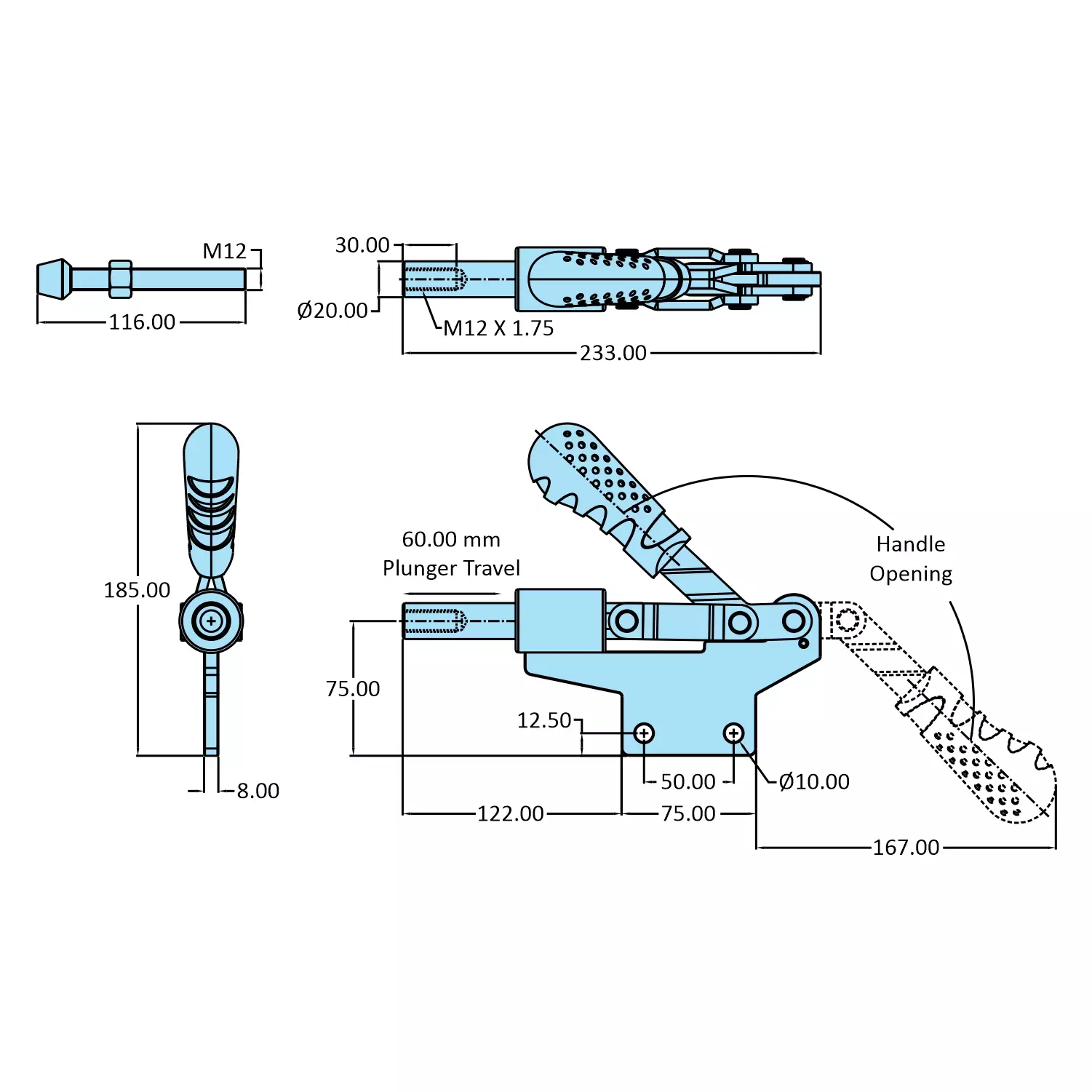 STEEL-SMITH Package Size Clamps Straight Base 6.90 kN, HTC-4560-PS-BS
