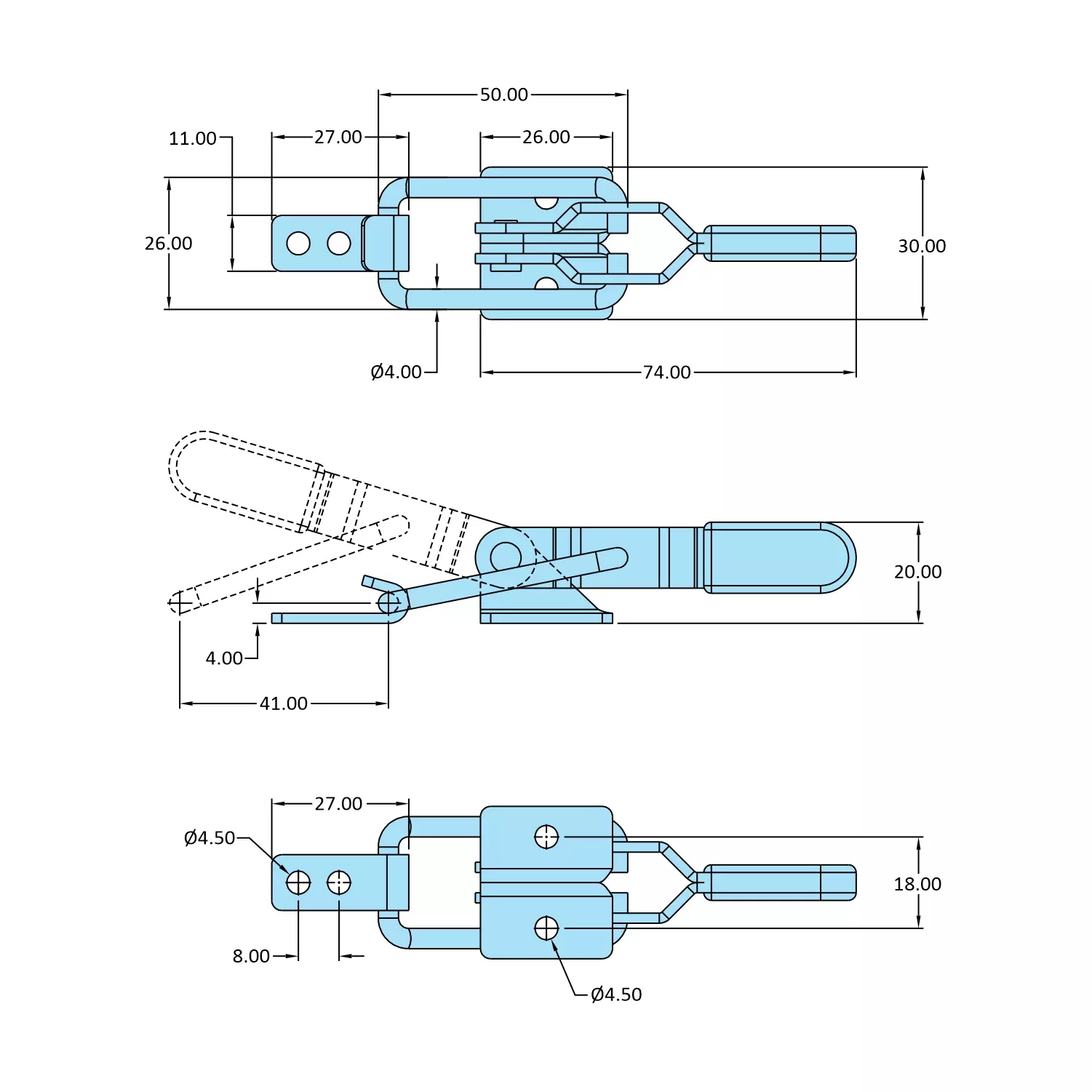 STEEL-SMITH Pull Action Clamp Flanged Base 0.5 kN, PA-325