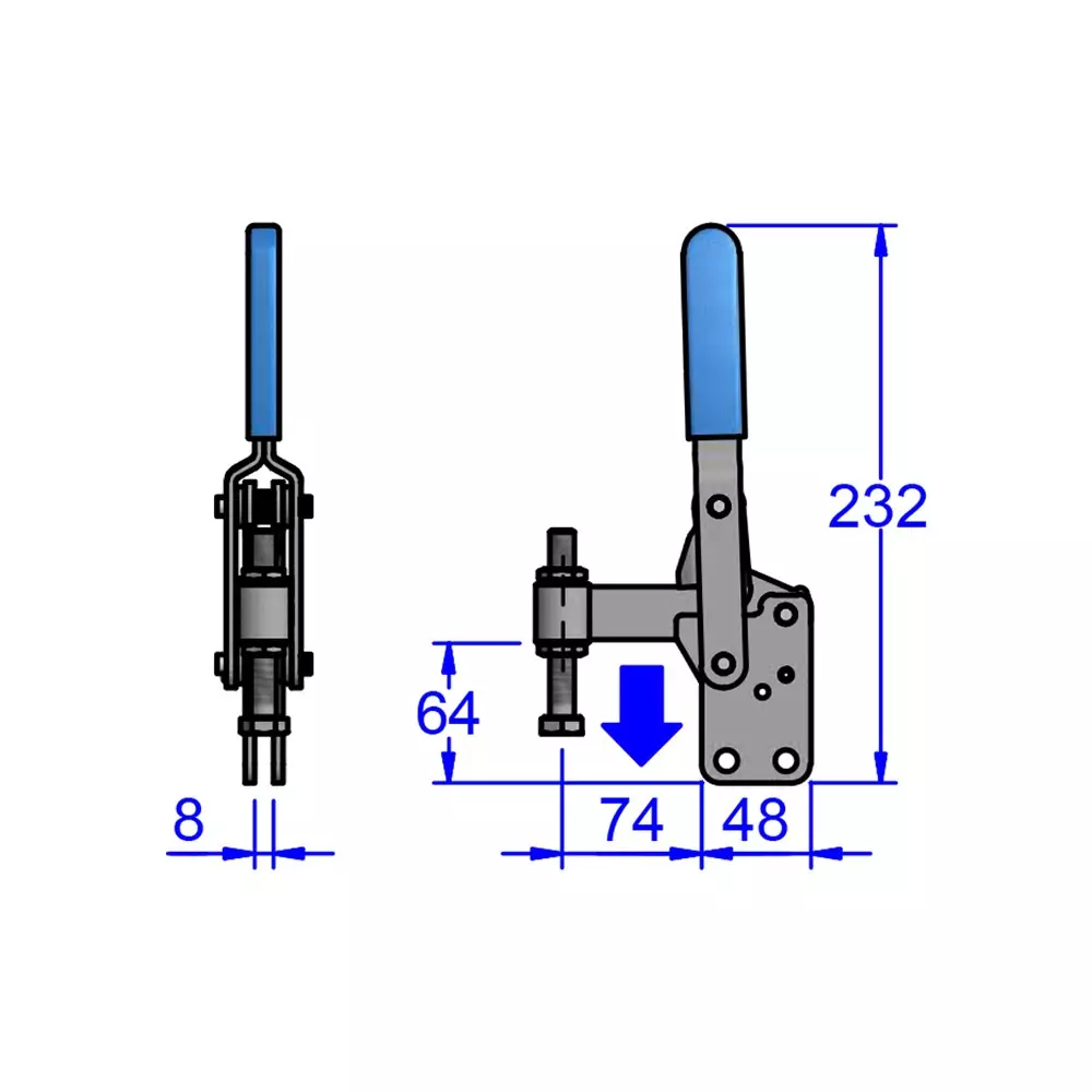 sandfield-mg-series-vertical-action-hold-down-toggle-clamp-template-mount-mild-steel-fixed-100-mm-bar-length-mg5-s