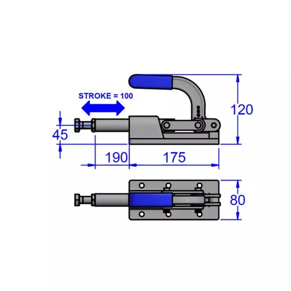 sandfield-cp-series-plunger-action-nose-mounted-toggle-clamp-heavy-gauge-steel-zinc-plated-m12x60-mm-spindle-cp100