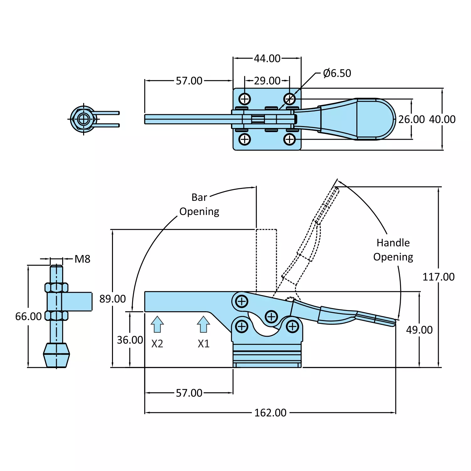 STEEL-SMITH Medium Duty Clamps Flanged Base 2.4 kN, H-3665-SB