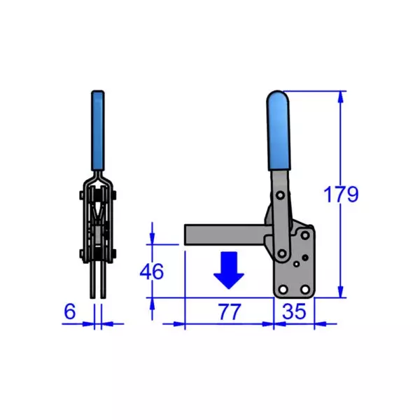 sandfield-mg-series-vertical-action-hold-down-toggle-clamp-template-mount-mild-steel-solid-78-mm-bar-length-mg85