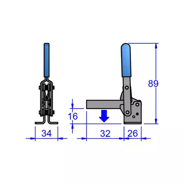 sandfield-mg-series-vertical-action-hold-down-toggle-clamp-base-mount-stainless-steel-ss-304-adjustable-74-mm-bar-length-mg85-ub-ss-304