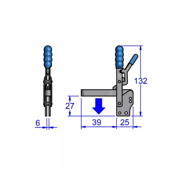 sandfield-mg-sl-series-trigger-locking-version-toggle-clamp-template-mount-mild-steel-adjustable-40-mm-bar-length-mg7-u-sl-ms
