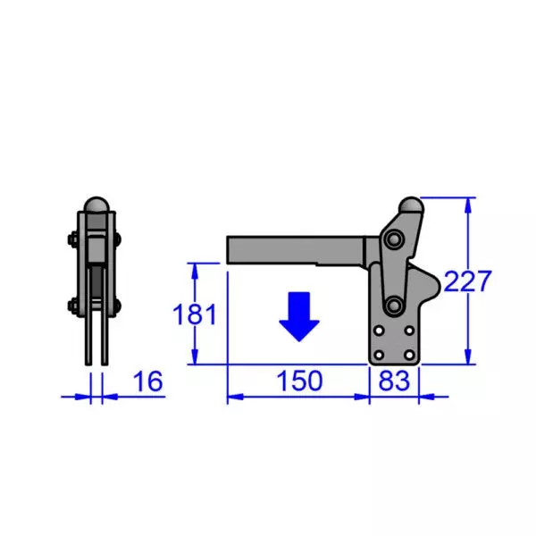 sandfield-m-series-heavy-duty-hand-clamp-toggle-clamp-template-mount-mild-steel-predrilled-153-mm-bar-length-m30-01-181