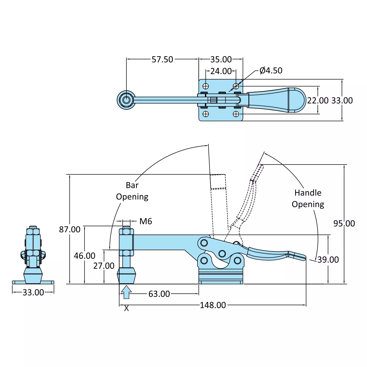 STEEL-SMITH Medium Duty Clamps Flanged Base 1.4 kN, H-2655-SF