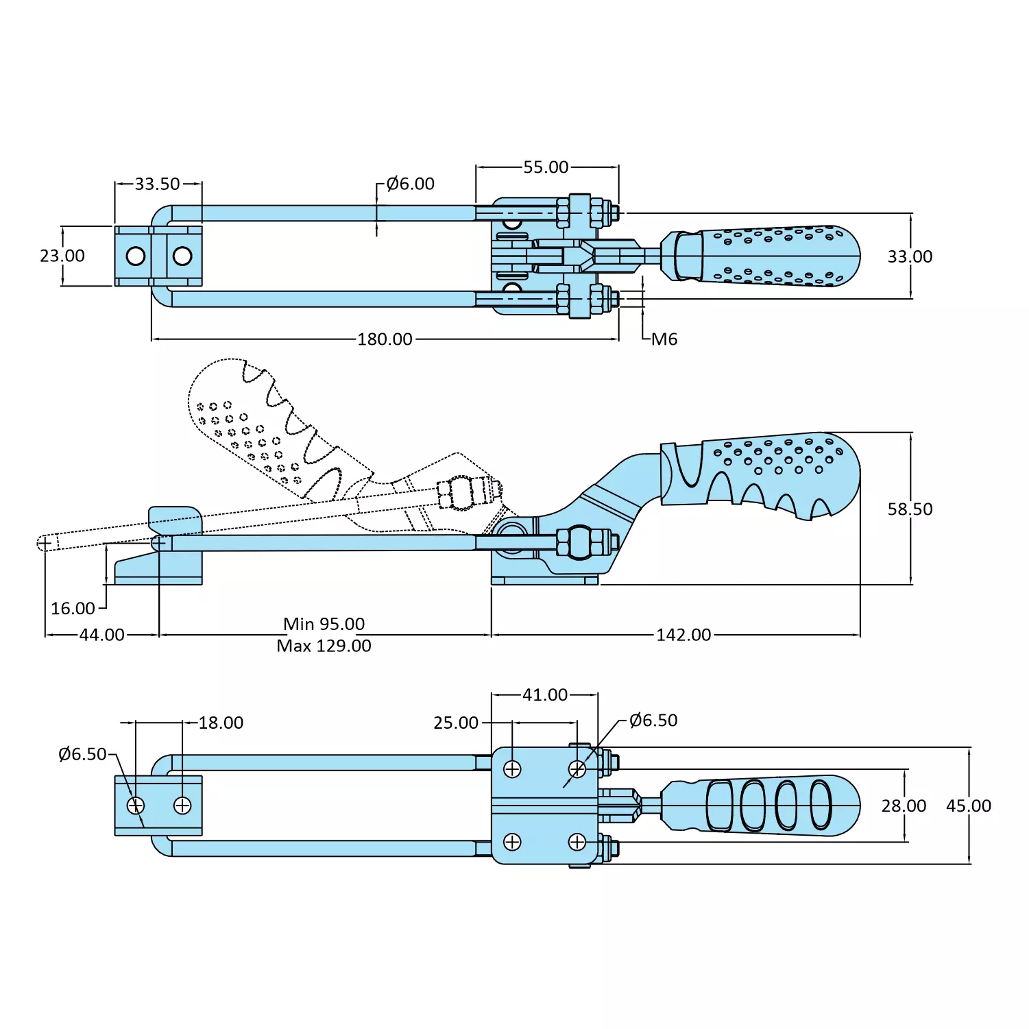 STEEL-SMITH Pull Action Clamp Flanged Base 3.4 kN, PAH-1725-M50