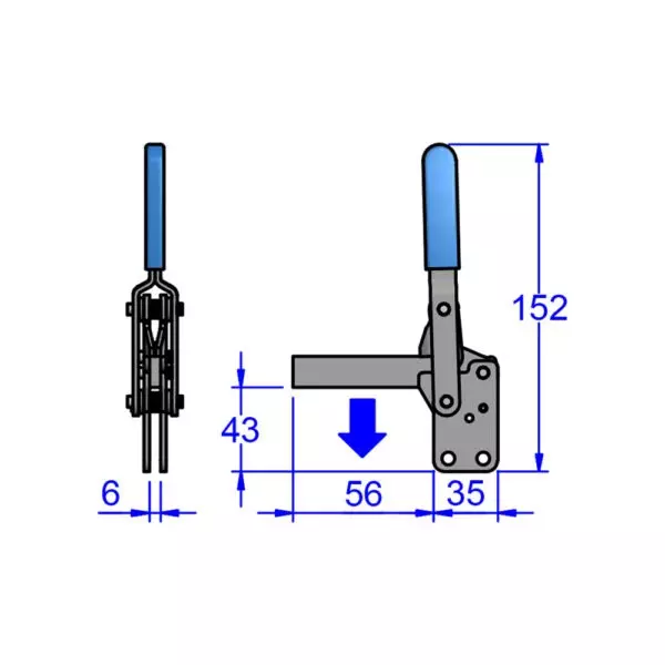 sandfield-mg-series-vertical-action-hold-down-toggle-clamp-template-mount-mild-steel-solid-100-mm-bar-length-mg3