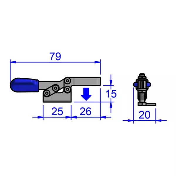 sandfield-mh-series-horizontal-action-toggle-clamp-base-mount-heavy-gauge-steel-adjustable-26-mm-bar-length-mh1-ulb