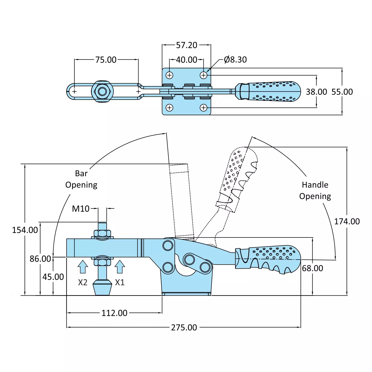 STEEL-SMITH Medium Duty Clamps Flange Base 3.4kN, H-45105-UB